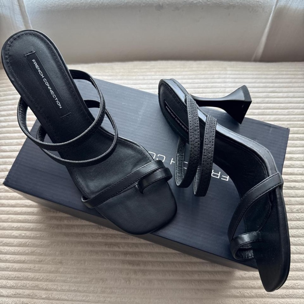 French Connection black sandal heels